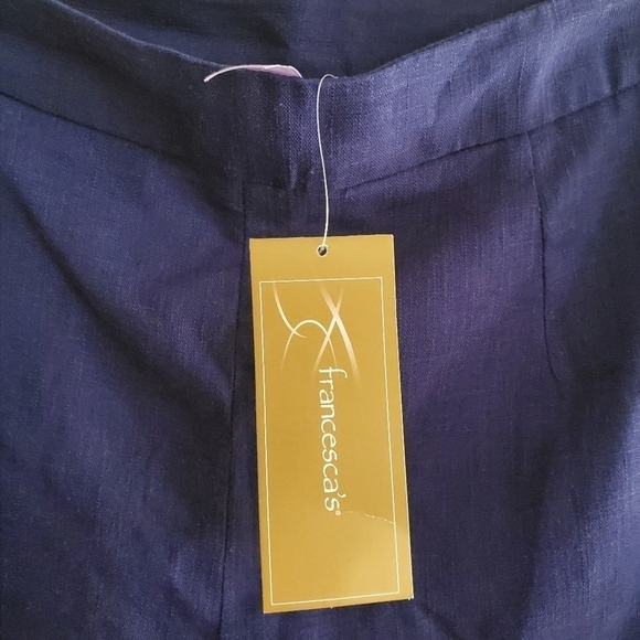 NWT Alya Scalloped Navy Linen shorts size M - Picture 3 of 6